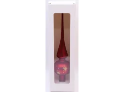 Vitbis Glas-Weihnachtsbaumspitze 6 cm Dekor Rot-Matt