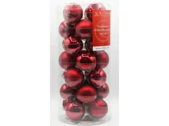 Vitbis Glas-Weihnachtskugeln 28-teilig Dunkelrot Mix Ø 6 cm