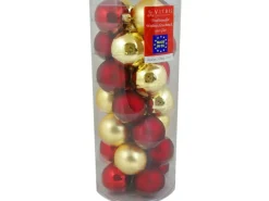 Vitbis Weihnachtskugel-Mix Glas ø 6 cm 28 Stück Rot-Gold