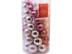 Vitbis Weihnachtskugeln Ø 4 cm - 7 cm 60 Stück Rosa Mix