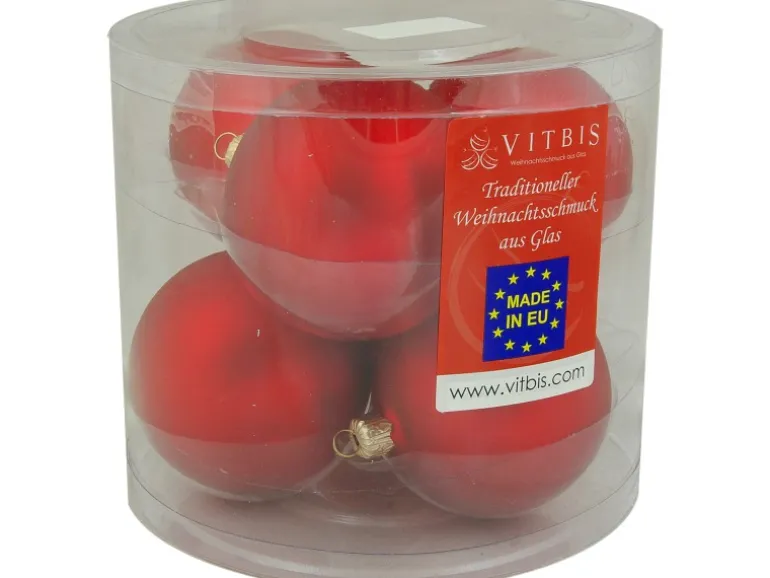 Vitbis Weihnachtskugeln Glas ø 8 cm 6 Stück Rot Matt