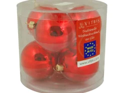 Vitbis Weihnachtskugeln Glas ø 8 cm 6 Stück Rot Glänzend
