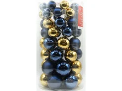 Vitbis Weihnachtskugeln Glas 4 Größen Dunkelblau Mix Cognac Glänzend 60 Stück