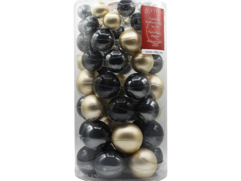 Vitbis Weihnachtskugel-Set 60-teilig Graphit Champagne
