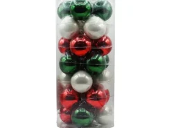 Vitbis Weihnachtskugel-Set 28-teilig Ø 6 cm Perlweiß, Rot und Tannengrün
