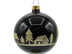 Vitbis Weihnachtskugel-Set Dekor Glas Ø 8 cm Schwarz Glänzend 3 Stück