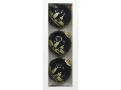 Vitbis Weihnachtskugel-Set Dekor Glas Ø 8 cm Schwarz Glänzend 3 Stück