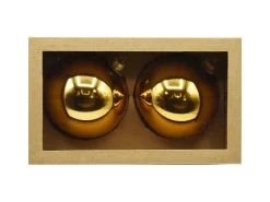 Vitbis Weihnachtskugel-Set Glas Ø 10 cm Cognac Glänzend 2 Stück