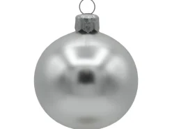 Vitbis Weihnachtskugel-Set Glas Ø 6 cm Silber Mix - Weiß Opal/Matt 28 Stück