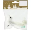 Vogel mit Clip und Federn Styropor 12 cm Weiß Glitter