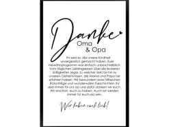 WANDStyle Gerahmtes Poster Danke Oma und Opa 40 x 60 cm Geschenkidee für Mehrere Personen