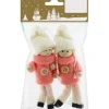 Weichnachts-Figuren aus Strick und Holz 2 Stück Rosa-Weiß 14 cm