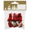 Weihnachtliche Holzfiguren Rot/Grau Hängeschmuck 3er Set 6 cm