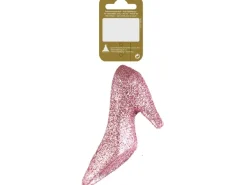 Weihnachtlicher Dekoanhänger Schuh aus Kunststoff Rosa 10 cm