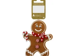 Weihnachtlicher Dekoanhänger Lebkuchenmann aus Filz Braun-Weiß 12 cm