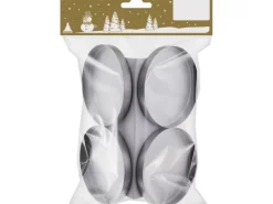 Weihnachtlicher Teelichthalter aus Metall 4 St. Silber matt Ø 7,5 cm