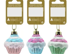 Weihnachtsanhänger Cupcake 4 cm 3-fach sortiert