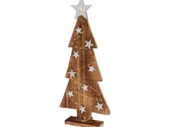 Weihnachtsbaum Holz mit LED 25 cm x 6 cm x 54 cm Natur