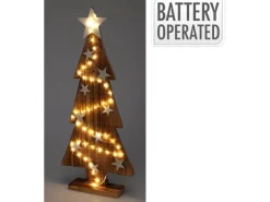 Weihnachtsbaum Holz mit LED 25 cm x 6 cm x 54 cm Natur