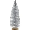 Weihnachts-Deko Baum aus Kunststoff mit Holzfuß 25 cm Silber