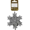 Weihnachts-Deko Blume auf Schneeflocke aus Kunststoff 10 cm x 10 cm Silber