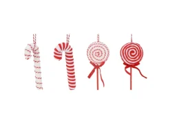 Weihnachts-Deko Bonbon zum Anhängen 195 x 80 x 20 mm Rot-Weiß 4-fach Sortiert