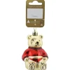 Weihnachts-Deko Bär zum Hängen aus Kunststoff 6 cm x 8,5 cm Rot-Gold