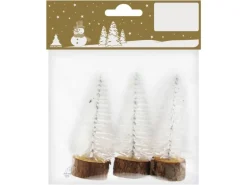 Weihnachtsdeko Bäume-Set Kunststoff 7,5 cm Weiß 3 Stück