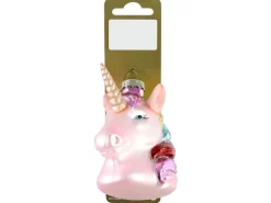 Weihnachts-Deko Einhorn zum Hängen aus Glas 8 cm x 5,5 cm x 8,8 cm Bunt