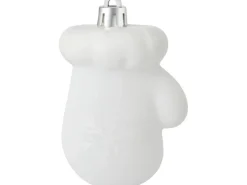 Weihnachts-Deko Fäustlinge Weiss Verziert 4 Stück