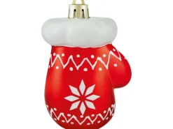 Weihnachts-Deko Fäustlinge Rot Bemalt 4 Stück