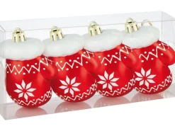 Weihnachts-Deko Fäustlinge Rot Bemalt 4 Stück