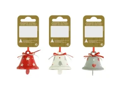 Weihnachts-Deko Glocke aus Kunststoff Ø 4,5 cm x 4 cm Mehrfarbig 3-fach Sortiert