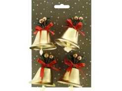 Weihnachts-Deko Glocken aus Metall 5,5 cm x 6 cm Gold 4 Stück
