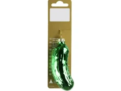 Weihnachts-Deko Gurke zum Hängen aus Glas 8,5 cm x 3 cm x 3 cm Grün