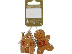 Weihnachts-Deko Haus und Lebkuchenmann 5,8 x 4,8 x 0,5 cm Braun-Rot 2 Stück