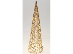 Weihnachts-Deko Kegelbaum 20 LEDs Warmweiß Eisen 12 x 12 x 40 cm Gold