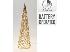 Weihnachts-Deko Kegelbaum 20 LEDs Warmweiß Eisen 12 x 12 x 40 cm Gold