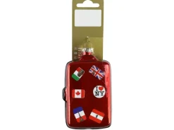 Weihnachts-Deko Koffer zum Hängen aus Glas 6,7 cm x 3,7 cm x 10 cm Rot