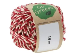 Weihnachts-Deko Kordel Gedreht Knäuel 10 m Beige-Rot