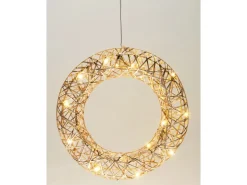 Weihnachts-Deko Kranz 20 LEDs Warmweiß Eisen 30 x 7 x 30 cm Gold