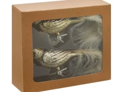 Weihnachts-Deko Kunststoffvögel mit Clip Gold 2 Stück