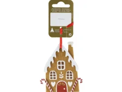 Weihnachts-Deko Lebkuchenhaus aus Filz 7 cm x 9 cm Braun-Weiß