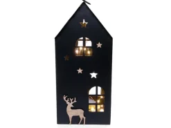 Weihnachts-Deko LED-Haus mit Sternen 38,5 cm x 170 cm Schwarz
