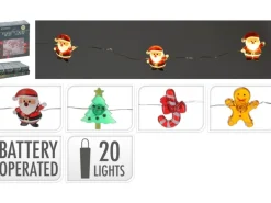 Weihnachts-Deko LED-Silberdraht 3D 4 Dekorationen 20 LEDs Warmweiß