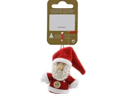 Weihnachts-Deko Nikolaus zum Hängen aus Kunststoff und Strick 5 cm Weiß-Rot