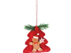 Weihnachts-Deko Plätzchenmotiv zum Aufhängen Holz Rot-Weiß 6-fach Sortiert