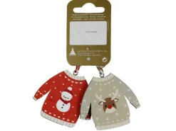 Weihnachts-Deko Pullover zum Aufhängen aus Holz 5,5 cm x 6 cm Bunt 2 Stück