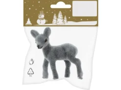Weihnachts-Deko Rehkitz Beflockt aus Kunststoff 5 cm x 7 cm Grau