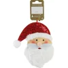 Weihnachts-Deko Santakopf zum Hängen aus Filz 12 cm x 14 cm Rot-Weiß